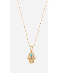 Sydney Evan Hamsa Sapphire, Turquoise & 14kt Gold Necklace - White