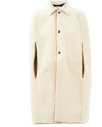Saint Laurent Shearling Cape - Natural