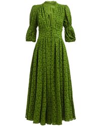 Cult Gaia Willow Puff-sleeve Eyelet-lace Maxi Dress - Green