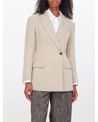 Brunello Cucinelli - Double-breasted Linen-blend Tailored Jacket - Lyst