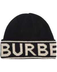 Burberry Logo-jacquard Cashmere Beanie Hat - Black