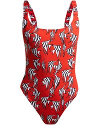 Fisch Select Angelfish-print Swimsuit - Red