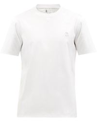 メンズ Brunello Cucinelli ロゴ Tシャツ ナチュラル - Lyst