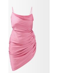 Jacquemus Saudade Gathered Satin Mini Dress - Pink