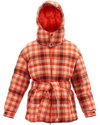 Perfect Moment Star Gingham Quilted Down Ski Jacket - Orange