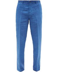 120% Lino Slim-leg Linen-cambric Pants - Blue
