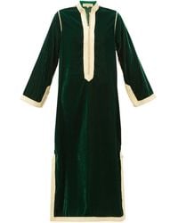 Muzungu Sisters Alia Woven-trim Velvet Tunic Dress - Green