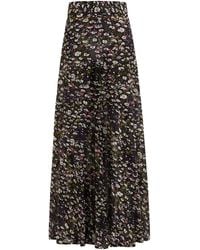 Ganni Floral-print Georgette Maxi Skirt - Black