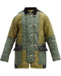 Loewe Patchwork Hooded Quilted Parka - Green