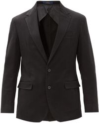 Sebiro By United Arrows Single Breasted Cotton Blend Blazer In Navy Blue For Men Lyst