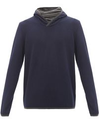 Sease Drone Wool-blend Jersey Hooded Sweatshirt - Blue