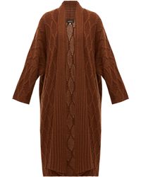 Eskandar Cabled Waterfall-lapel Cashmere Cardigan - Brown