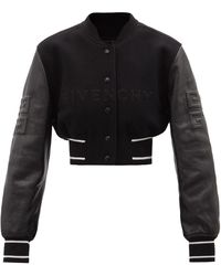Givenchy 4g-embossed Leather And Jersey Varsity Jacket - Black