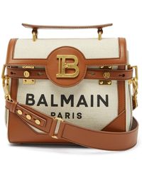 Balmain Bbuzz Leather-trim Canvas Cross-body Bag - Brown