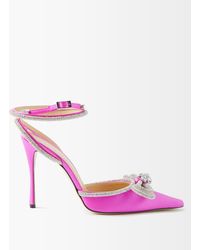 Mach & Mach Heart 95 Crystal-embellished Satin Sandals in Fuchsia (Pink ...