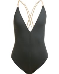 Adriana Degreas Marine Seashell Glossy Tulle Swimsuit - Blue