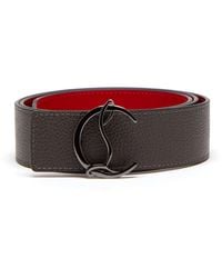Christian Louboutin Monogram-buckle Leather Belt - Grey