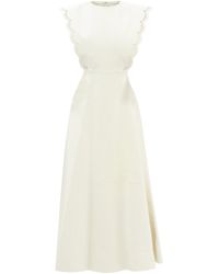 Chloé Scalloped Cutout Leather Midi Dress - White