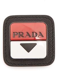 Mens Jewellery Brooches Prada Logo-plaque Leather Brooch in Red for Men 