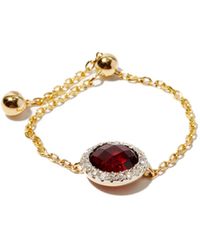 Anissa Kermiche January Diamond, Garnet & 14kt Gold Chain Ring - Red
