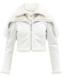Givenchy Hooded Shearling-lined Leather Jacket - White