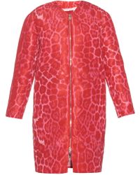 Moncler Manteau à imprimé léopard Elegantine - Rouge