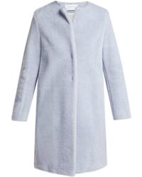 Harris Wharf London Manteau en laine mélangée à boutonnage simple - Bleu
