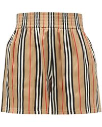 Burberry Marsett Icon-striped Silk Shorts - Natural