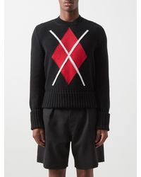 STEFAN COOKE - Argyle Knitted-cotton Sweater - Lyst