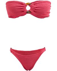 Hunza G Gloria High-leg Crinkle-jersey Bandeau Bikini - Red