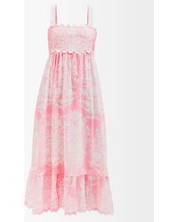 Juliet Dunn - Floral-print Cotton-voile Midi Dress - Lyst