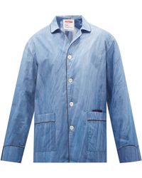 Umit Benan B+ Getty Paint-print Cotton-poplin Pyjama Shirt - Blue