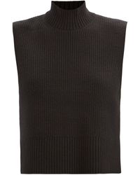 Cefinn Janie High-neck Cropped Wool Jumper Vest - Black