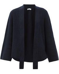 Johnstons Raglan-sleeve Ribbed-cashmere Waterfall Cardigan - Blue