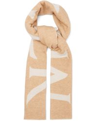 Moncler Logo-jacquard Wool-blend Scarf - Natural