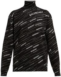 Balenciaga Logo-intarsia Wool-blend Sweater - Black