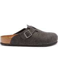 Birkenstock Boston Buckled Wool-felt Backless Loafers - Grey