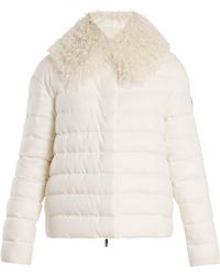 Moncler Gamme Rouge Veste en cachemire matelassée à bord en fourrure - Blanc