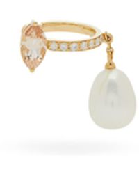 Anissa Kermiche Pêche Glacée Diamond, Pearl & 14kt Gold Ear Cuff - Metallic