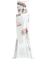 Marine Serre Robe de soirée asymétrique en coton patchwork - Blanc