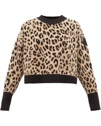 Moncler Pull en laine mélangée à jacquard léopard - Multicolore