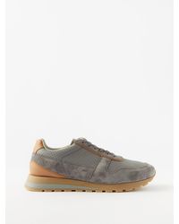 Brunello Cucinelli - Suede And Leather Trainers - Lyst