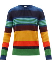 Paul Smith Roll Neck 'signature Stripe Trim' Sweater in Blue for Men - Save 9% - Lyst