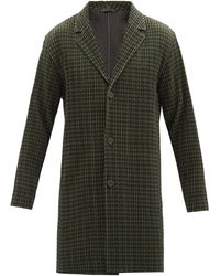 Homme Plissé Issey Miyake Houndstooth-check Technical-pleated Overcoat - Green