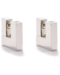 Givenchy 4g-engraved Square Earrings - Metallic
