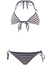 Valentino Striped Triangle Low-rise Bikini - Blue