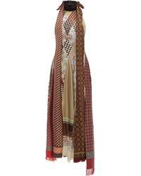 Loewe Scarf-patchwork Silk Long Dress - Multicolour