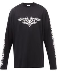 Vetements Oversized Logo-print Cotton Long-sleeve T-shirt - Black