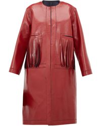 Sara Lanzi Fringed Coated Wool-blend Coat - Red