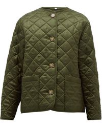 Burberry Quilted Logo-jacquard Twill Jacket - Green